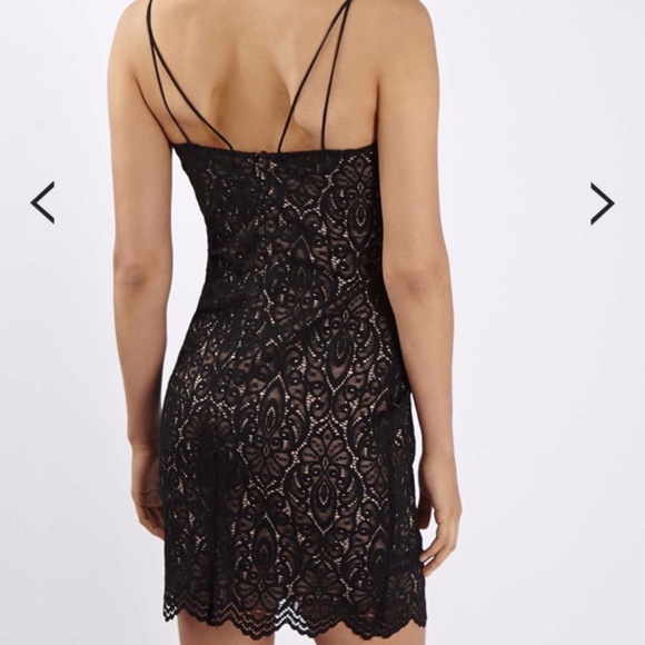 Topshop Strappy Lace Black Dress Sz 4 - Picture 2 of 4